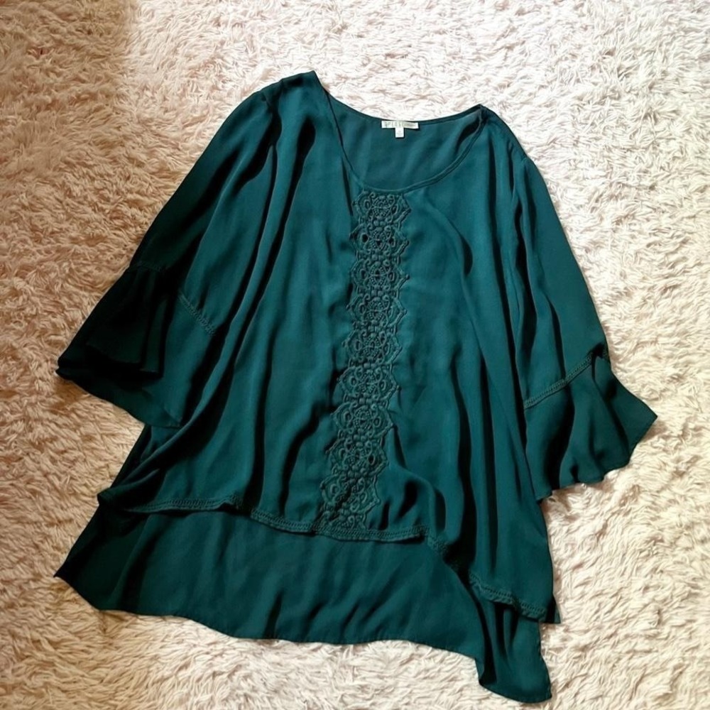 Whimsical Sheer Lace Fairy Core High Low Ruffle Sleeve Top Womens 2x Witchy Boho